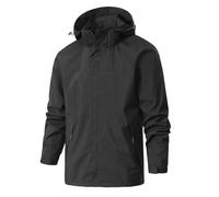 Giacca impermeabile da uomo, sottile, con cappuccio rimovibile, blocco di colore, patchwork, giacca softsheli, con chiusura lampo, antivento, impermeabile, colletto alto, taglie grandi, M-6XL, Nero