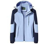 Giacca Impermeabile Donna con Cappuccio Giacca Softshell Donna Piumino Leggero Cappotto Antivento e Antipioggia Tinta Unita Invernale Giacche Sportive Trekking con Cappuccio Blu Giacca Sporto