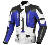 Giacca impermeabile in tessuto da moto Berik Ferpho, nero/bianco/blu, 54