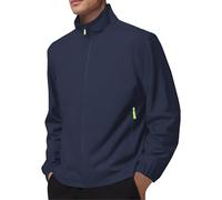 Giacca impermeabile leggera da uomo, antivento, traspirante, sottile, funzionale, con cerniera, senza cappuccio, in softshell, per campeggio, pesca, escursionismo, capispalla da allenamento, Marina