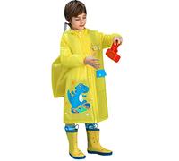 Giacca impermeabile per ragazzi, con simpatico dinosauro, oversize, a maniche lunghe, con cappuccio, unisex, per ragazzi e ragazze, casual, per bambini, comfort estivo, per la scuola (giallo, 2-3 anni