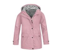 Giacca impermeabile per ragazzi e ragazze, giacca a vento impermeabile con cappuccio, per bambini, leggera, con tasche, cerniera intera, bottoni, cappotti antipioggia, vestiti preppy, rosa, 5-6 Years