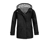 Giacca impermeabile per ragazzi e ragazze, giacca a vento impermeabile con cappuccio, per bambini, leggera, con tasche, cerniera intera, bottoni, cappotti antipioggia, vestiti preppy, Nero , 3-4 Years