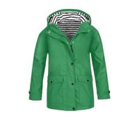 Giacca impermeabile per ragazzi e ragazze, giacca a vento impermeabile con cappuccio, per bambini, leggera, con tasche, cerniera intera, bottoni, cappotti antipioggia, vestiti preppy, Verde, 13-14