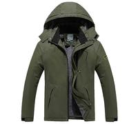 Giacca impermeabile spessa da uomo, giacca a vento da uomo, Full Zip ispessita, giacca funzionale traspirante, con cappuccio staccabile, calda giacca a vento patchwork, taglie forti, Ag., XXXXL