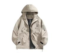 Giacca Impermeabile Uomo, Giacche Estive Uomo, Giacca da Montagna con Cappuccio Antivento Traspirante Softshell Cappotto Antipioggia Leggero Giacca a Guscio Giacca a Vento Giacca Mezza Stagione
