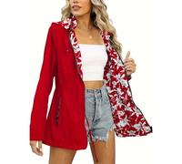 Giacca Impermeabili da Donna Giacche a Vento Stampato Fiore Cappotto con Cappuccio Antivento Cerniera Integrale Giacca a Maniche Lunghe Giubbotto Autunno Inverno Jacket All'aperto per Trekking