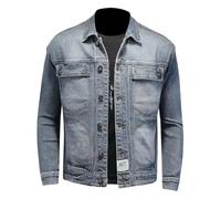 Giacca in denim da uomo ad alta elasticità slim fit, liscia silhouette risvolto elegante giacca versatile., Blu, M