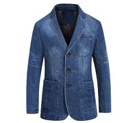 Giacca in denim di cotone Abito casual da uomo Classico Blazer di jeans alla moda comodo Blazer Cowboy Tuta per il tempo libero Cappotto Regular Fit con tasca Button Down Blazer leggero Business a
