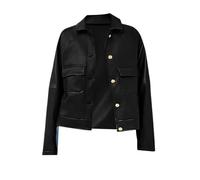 Giacca in ecopelle da donna Autunno Inverno Vestiti 2025 Manica Lunga Button Down Oversize Cappotti Moto Outwear, Nero , XXL