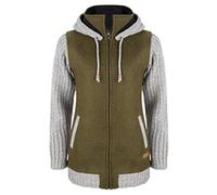 Giacca in feltro originale di alta qualità - W Baseball ZH rosa per donna/donna, realizzata in Nepal, con cappuccio rimovibile e colletto alto, con tasche laterali., Oliva, S