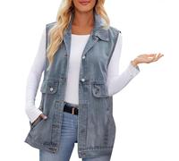 Giacca in jeans da donna elegante e moderna con bottoni in stile classico, design versatile, ideale per look casual e urbano, realizzata per offrire comfort e una vestibilità lusinghiera