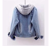 Giacca in Jeans Donna Button Down Boyfriend Jean Jacket corta di a maniche corte manica lunga orlo sfilacciato strappato estiva denim Tinta Unita Larghi Leggero Per Il Tempo Libero