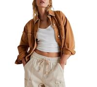 Giacca in Jeans Donna Button Down Boyfriend Jean Jacket Denim Cappotto di Corto con Tasche Taglie Forti a Vento vestibilità Regolare Capispall per Il Tempo Libero