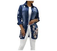 Giacca in Jeans Donna,Button Down Boyfriend Jean Jacket Vintage Denim Abbottonatura Moda Cappotto Outwear estiva Camicia con Colletto Rovesciato per la mezza stagione