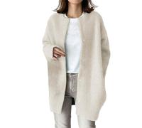Giacca in maglia per donna lunga | Cappotto invernale da donna elegante cappotto di lana caldo cappotto di transizione cardigan senza cappuccio cardigan elegante girocollo invernale giacca in pile