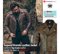 Pelle Brando Moto Giacca Marlon Motociclista Con Ce Armatura Protezione