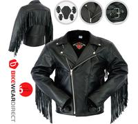 Giacca In Pelle Con Frange E Pompon Per Moto Brando Cruiser Perfecto Biker