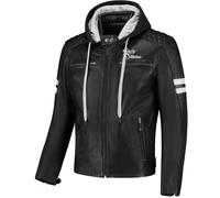 Rusty Stitches Jari Hooded V2, giacca in pelle L male Nero/Bianco