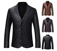 Giacca in Pelle da Uomo - Blazers Uomo Primavera Autunno Business Slim Fit Uomo Abito Uomo Estivo Elegante Abito Giacche Moda Pelle Blazer Uomo Giacca Over Size