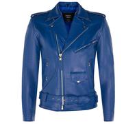 Giacca In Pelle Da Uomo Brando Elegante Casual Blu Reale