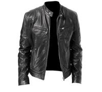 Giacca in pelle da uomo con colletto rialzato Giacca da moto in ecopelle casual con tasche con cerniera Giacche in pelle casual da uomo Giacche Giacca da uomo leggera Giacca autunno inverno con tasche