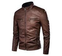 Giacca In Pelle Da Uomo,Giacca Da Moto Retrò Casual Slim Colletto Alla Coreana, Giacca Da Moto Invernale Da Uomo In Stile Motociclista, Giacche Pilota In Pelle Sintetica, Per Andare In Moto, Feste