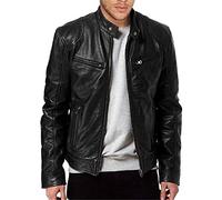 Giacca in pelle da uomo, stile biker, vintage, softshell senza cappuccio, giacca per le mezze stagioni, cappotto in pelle PU, leggera, traspirante, effetto pelle, da motociclista, casual, alla moda