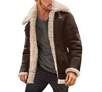 Giacca in pelle di pecora da uomo: cappotti invernali in pelle scamosciata Sherpa foderata in pelle di pecora vintage invernale calda a maniche lunghe imbottita giacca parka spessa colletto con