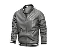 Giacca in Pelle Inverno Giacca Di Moda Moto Giacca Da Motociclista invernale Spessa E Calda Peluche - Cappotto in Pelle Antivento Giacca in Pelle Casual Giacca in Ecopelle, grigio, XXL