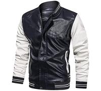Giacca in Pelle Inverno Giacca Moda Moto Parka Cappotto Corto Giacca Manica Lunga Giacca Slim Fit Autunno Inverno Giacca Da Motociclista in Pelle Sintetica Giacca Nero, bianco, L, Teddy