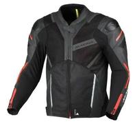 Macna Galvic Giacca da moto in pelle/tessuto traforata, nero-rosso, taglia 50 per maschi