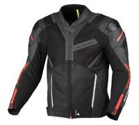 Macna Galvic Giacca da moto in pelle/tessuto traforata, nero-rosso, taglia 56 per maschi