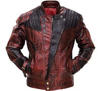 Giacca in pelle marrone da uomo per costume da guardiani galassia, 2 stelle, per Halloween, Maroon - Vera Pelle, L