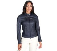 Giacca in Pelle Naturale Blu Donna Biker Vera Pelle Made in Italy Giulia