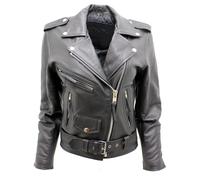 Giacca In Pelle Nera Da Biker Brando Elegante Da Donna