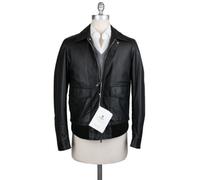 Giacca In Pelle Nera Solida Luigi Borrelli - (OW3121X10)