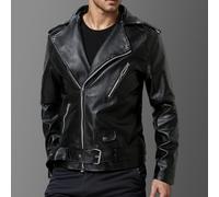 Giacca in pelle PU alla moda da uomo, perfetta per uso business casual e moto (M nero)