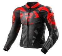 Giacca In Pelle Rebelhorn Inferno Nero Rosso Fluo UOMO 58