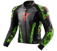 Giacca moto in pelle Rebelhorn Veloce nero-verde mimetico-rosso fluo 52