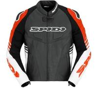 Spidi Track Warrior Giacca in pelle per moto, nero-rosso, taglia 52 per maschi