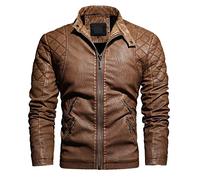 Giacca in Pelle Uomo Biker Regular Fit Vintage Giacca in Pelle Giubbotto Invernale Motociclista Marrone Leggera Giacca Invernale Aviatore Bomber Giacca Moto Elegante 4 Stagioni Giubbino Giubbotto Moto