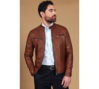Giacca in Pelle Uomo Vintage Cuoio Cognac Moto Giubbotto Biker Made in Italy