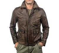 Giacca in pelle vintage da uomo Indiana Jones Raiders of The Lost Ark invecchiato marrone, Vera pelle., XXL
