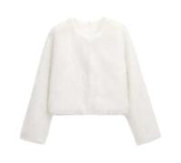 Giacca in pelliccia sintetica bianca da donna, con scialle invernale, cappotti di pelliccia, maniche lunghe, da sera formale, alla moda, cardigan corto in pelliccia.