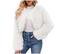 Giacca in pelliccia sintetica da donna, alla moda, tinta unita, in pelliccia, soffice, invernale, giacca di pelliccia corta, cappotto in pelliccia sintetica, a maniche lunghe, per le mezze stagioni,