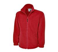 Giacca in pile con zip integrale, stile classico, ideale per sport, lavoro e tempo libero Red Large