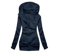 Giacca in pile da donna accogliente Teddy Tops Casual Felpa da donna tinta unita camicetta sottile cappotto spesso giacca abiti per abbigliamento caldo invernale all'aperto, Marina Militare, XXL