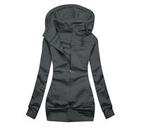 Giacca in pile da donna accogliente Teddy Tops Casual Felpa da donna tinta unita camicetta sottile cappotto spesso giacca abiti per abbigliamento caldo invernale all'aperto, Grigio, M