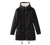 Giacca in pile da donna, cappotto 2025 da donna ispessito, lunghezza media, tinta unita, foderata, invernale, con colletto rialzato, con tasche, in peluche, per regali di Natale, Nero , 3XL
